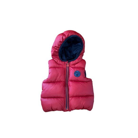 Baby GAP Red Puffer Vest With Hood 12-18 Months 100% Polyester Winter Wear - Picture 1 of 7
